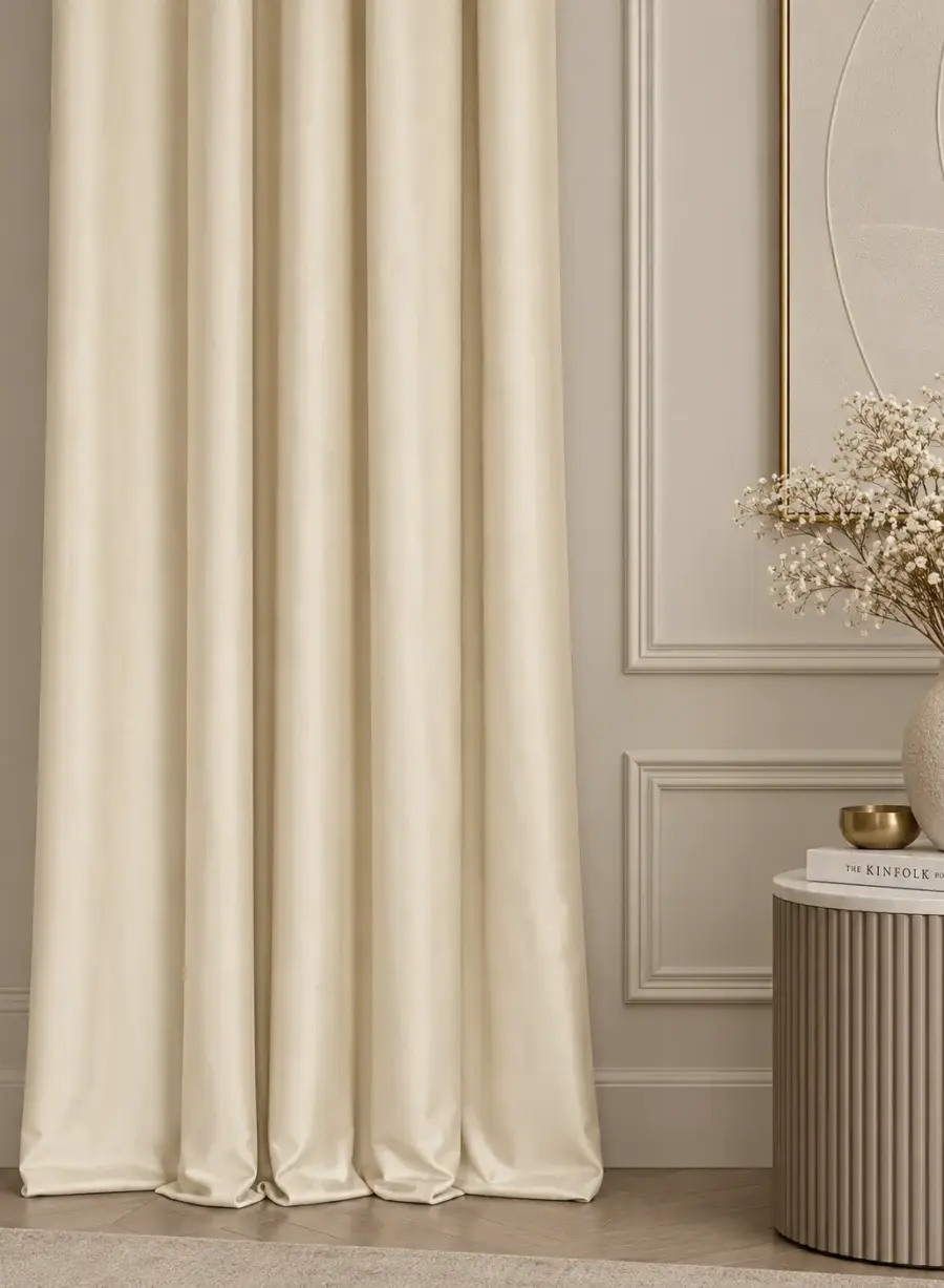 Бежевые бархатные шторы Polinari Ivory Champagne