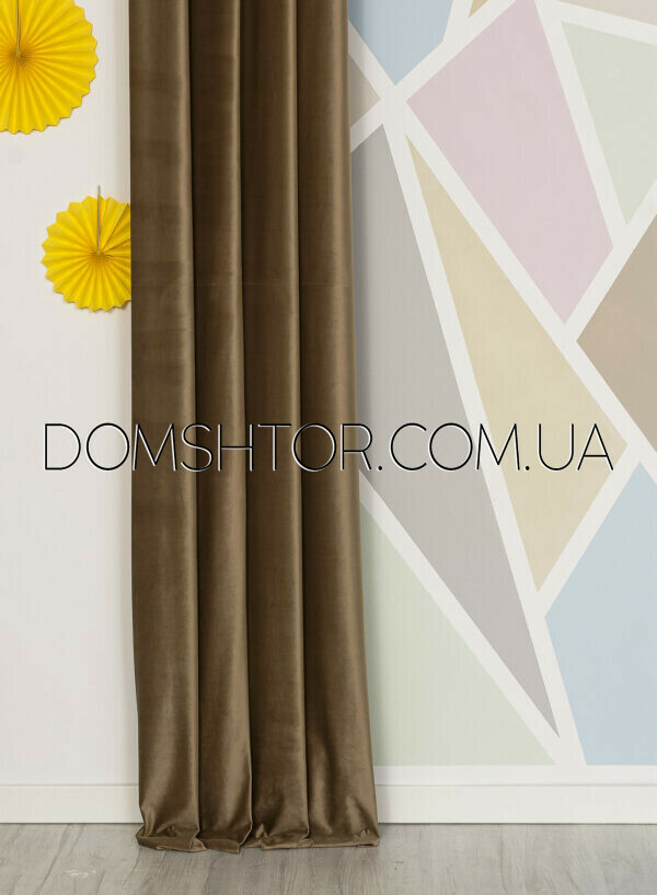 Бархатные шторы Polinari коричнево-бежевого цвета