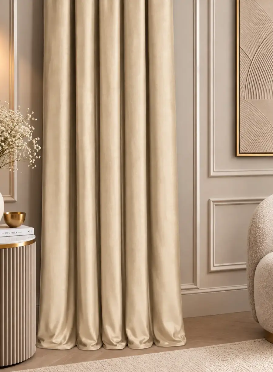 Песочные бархатные шторы Polinari Cashmere