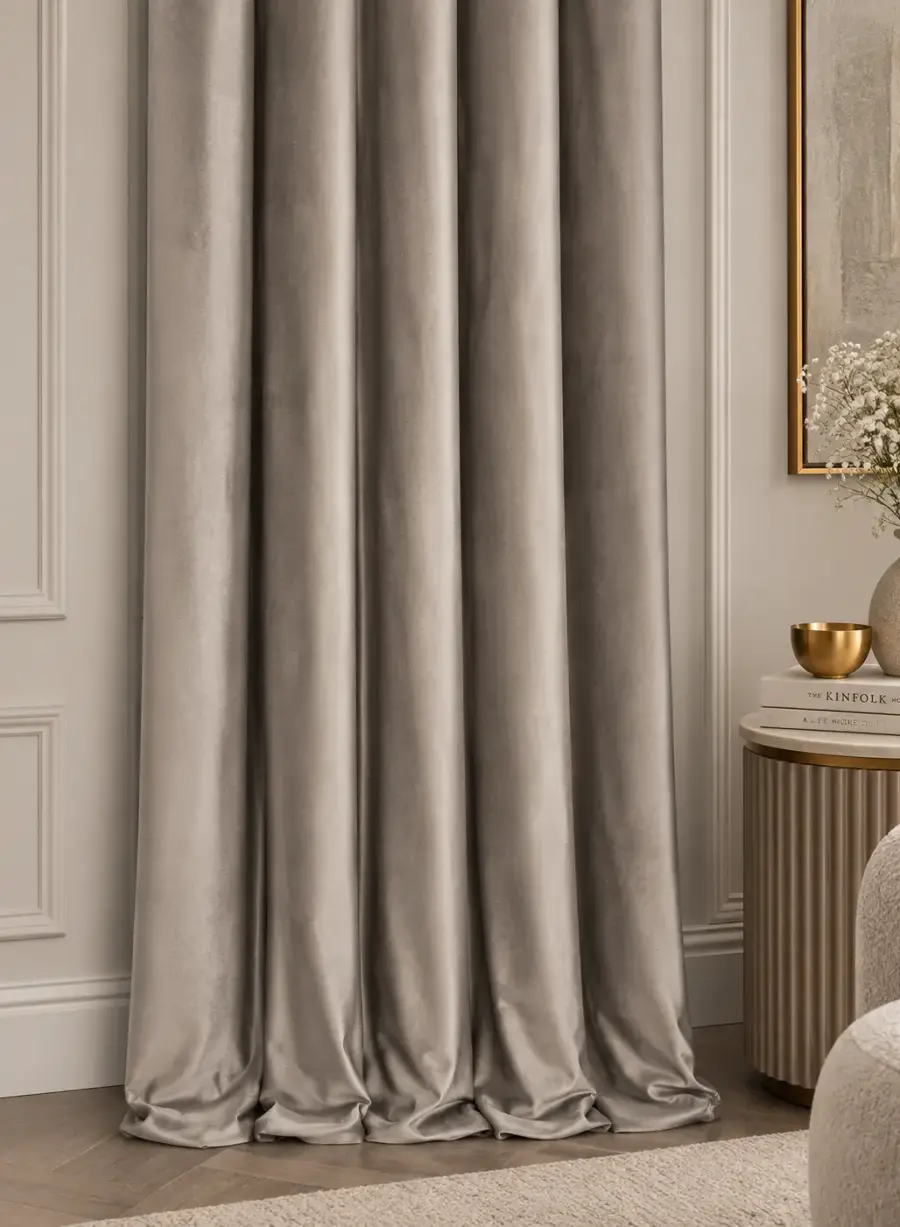 Серые бархатные шторы Polinari Taupe Grey