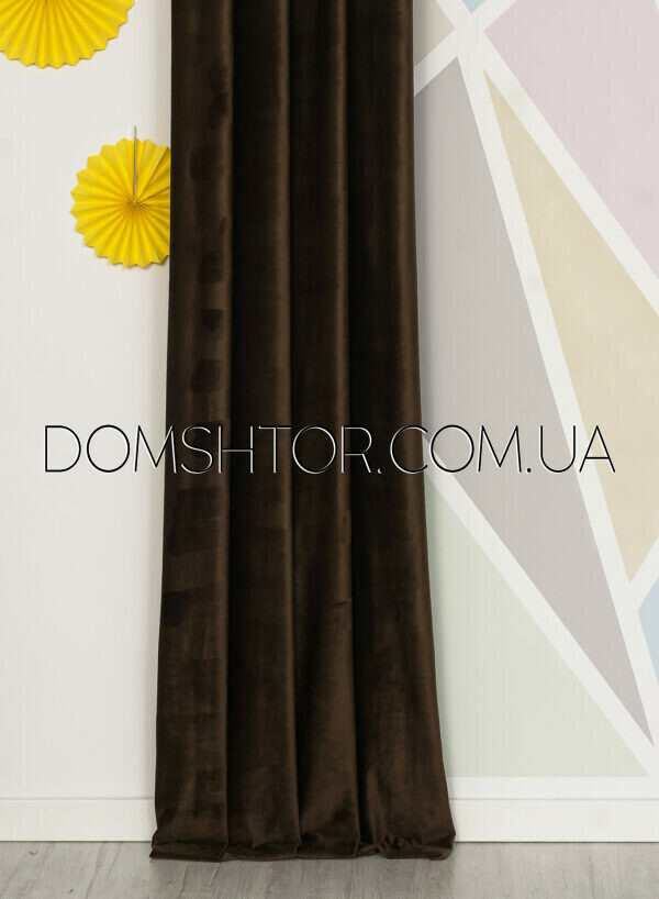 Бархатные шторы Polinari шоколадного цвета