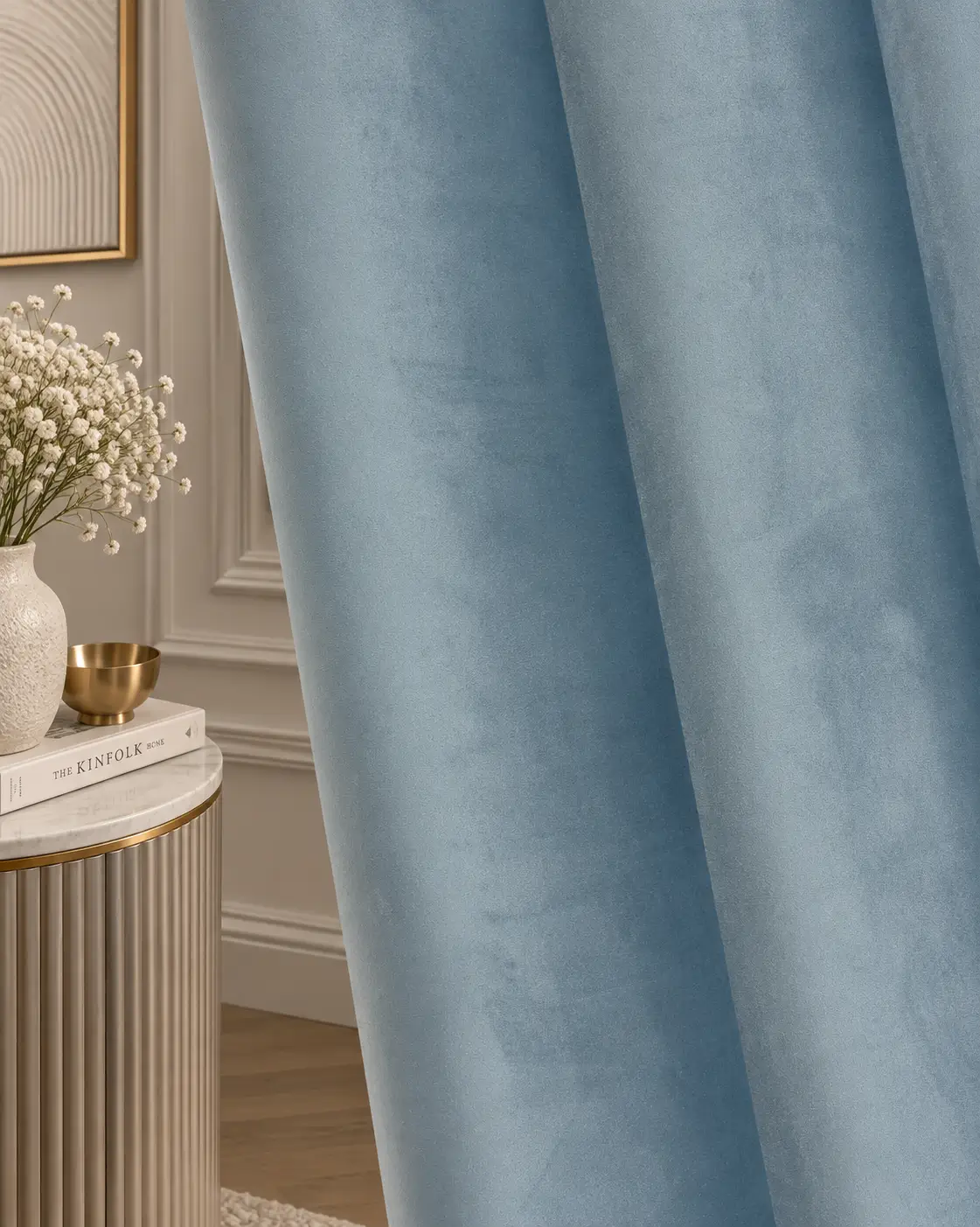 Бархатные шторы Dusty Denim для комнаты