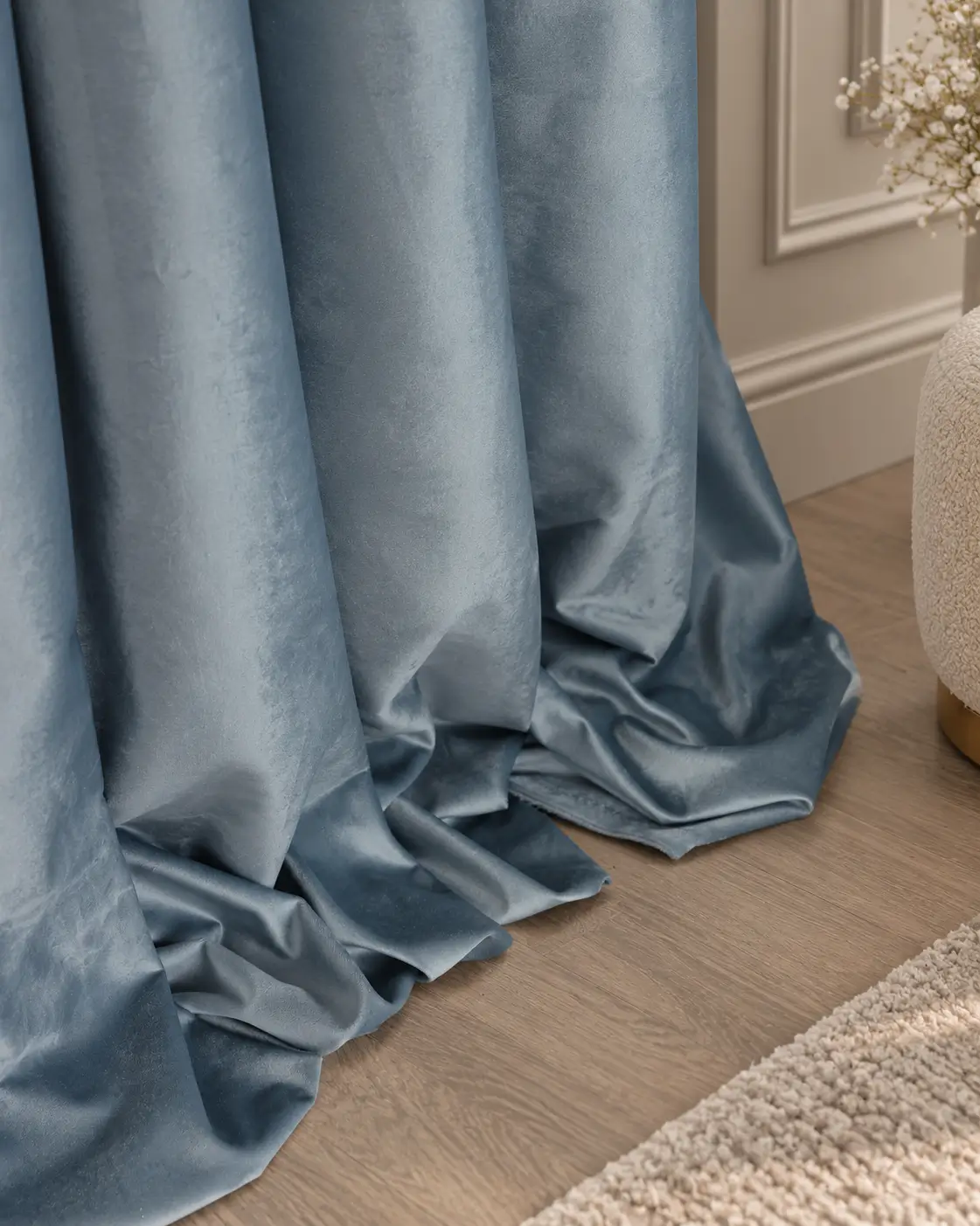Светло-голубые шторы Polinari Dusty Denim на окно